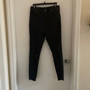Black ripped high waisted jeans size 8